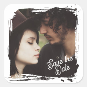 Save the Date   Unique Photo Template Wedding Square Sticker