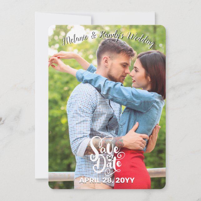 Save the Date V Photo Sticker Announcement (Front)