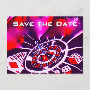 Save the Date Vegas Casino Wedding Purple Passion Announcement Postcard