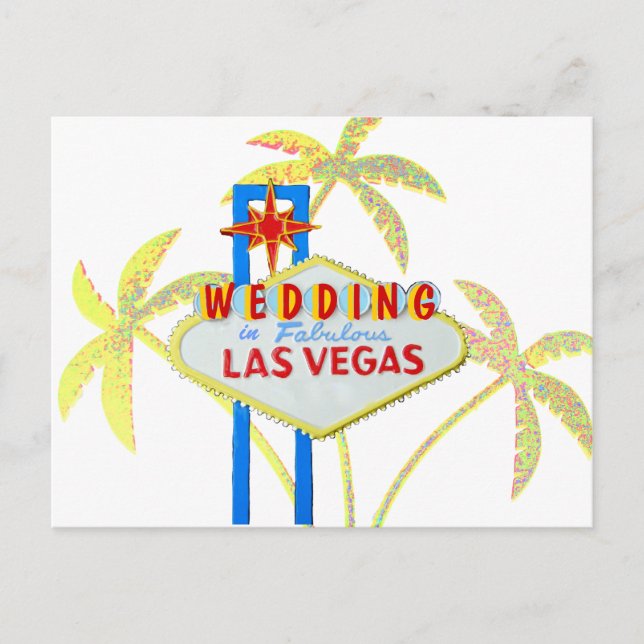 Save the Date Vegas Wedding Sign Announcement Postcard (Front)