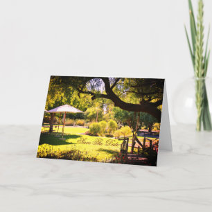 Save The Date Venue Villa Lawn Greeting Card