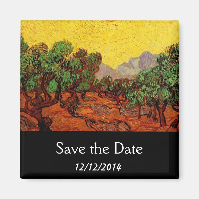 save the date,Vincent van Gogh Olive Trees Magnet (Front)