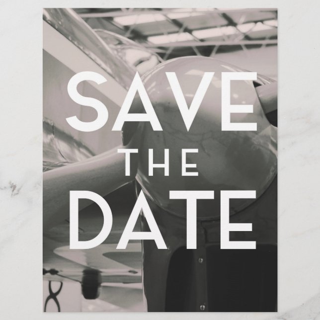 Save the Date Vintage Aircraft Hanger Custom Letterhead (Front)