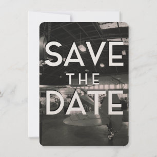 Save the Date Vintage Aircraft Hanger Invitation