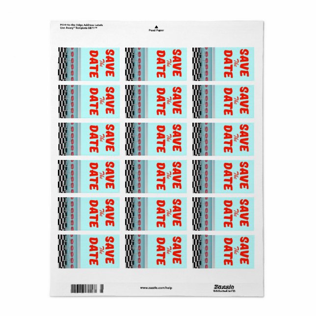 Save the Date vintage american Diner Label (Full Sheet)
