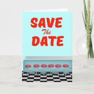 Save the Date vintage american Diner Note Card