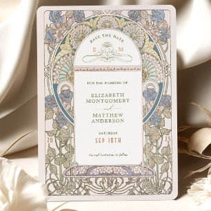 Save the Date Vintage Art Nouveau by Mucha Invitat Invitation
