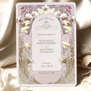 Save the Date Vintage Art Nouveau by Mucha Invitat Invitation
