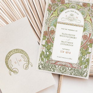 Save the Date Vintage Art Nouveau by Mucha Invitat Invitation