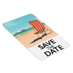 Save the Date vintage Beach Deckchair Magnet