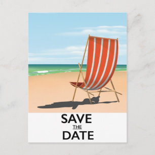 Save the date vintage beach poster announcement postcard