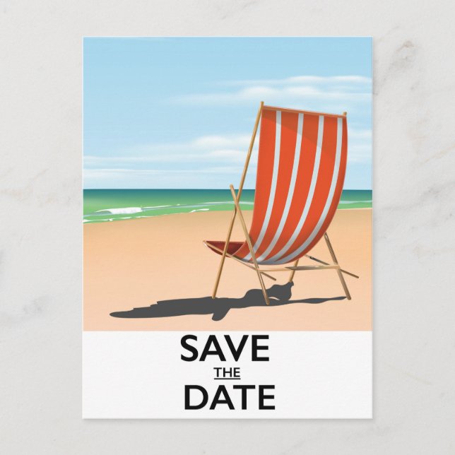 Save the date vintage beach poster announcement postcard (Front)