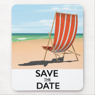 Save the date vintage beach poster mouse pad