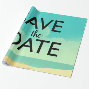 Save the Date Vintage Beach Wrapping Paper