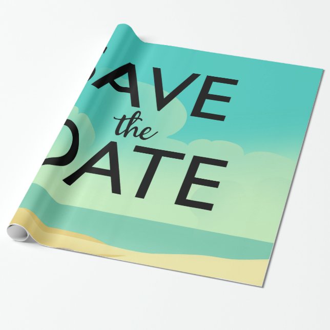 Save the Date Vintage Beach Wrapping Paper (Unrolled)