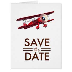 Save the Date vintage bi-plane
