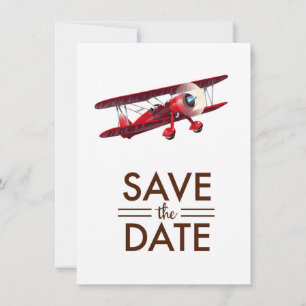 Save the Date vintage bi-plane Invitation