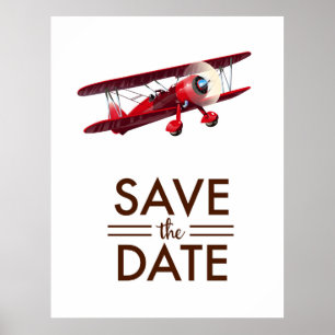 Save the Date vintage bi-plane Poster