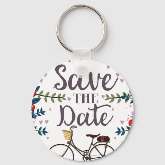 Save The Date Vintage Bicycle Key Ring