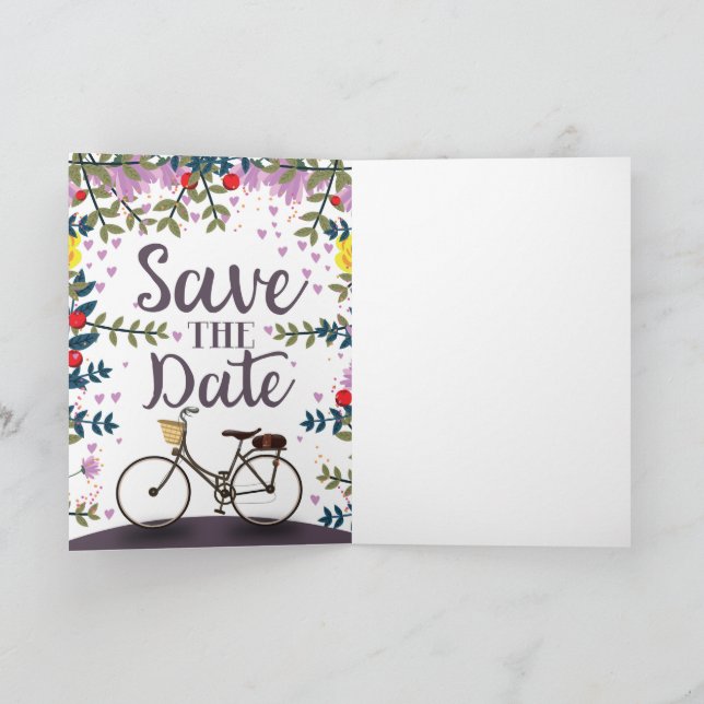 Save The Date Vintage Bicycle Note Card (Inside)