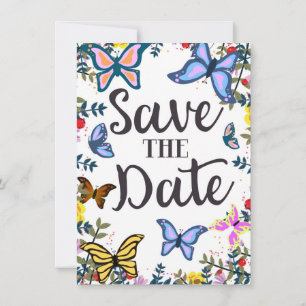 Save the Date Vintage Butterflies. Invitation