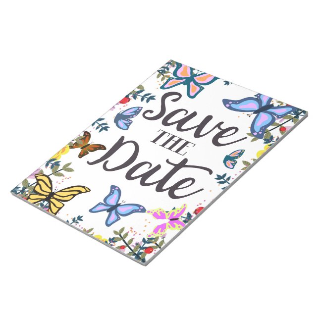Save the Date Vintage Butterflies. Notepad (Angled)