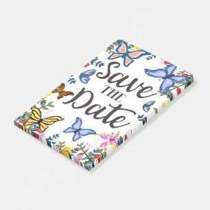 Save the Date Vintage Butterflies. Post-it Notes