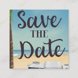 Save the date vintage Camera and Beach Enclosure Card