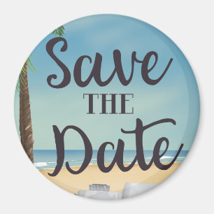 Save the date vintage Camera and Beach Magnet