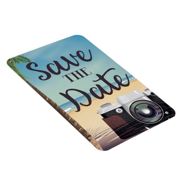 Save the date vintage Camera and Beach Magnet (Right Side)