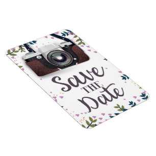Save the Date Vintage Camera Magnet