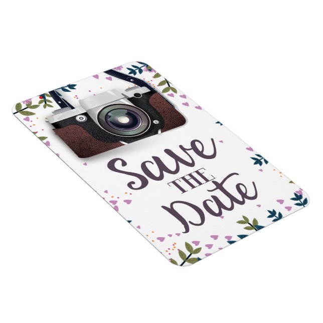 Save the Date Vintage Camera Magnet (Right Side)