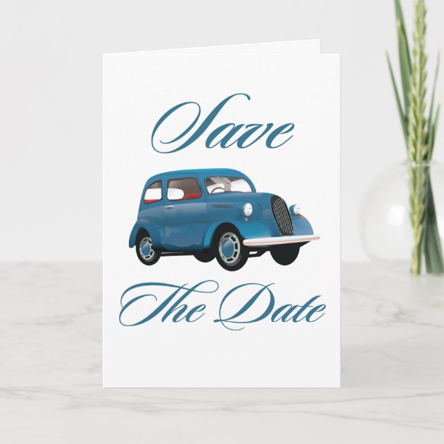 Save the Date Vintage Car Note Card (Front)