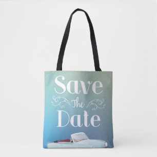 Save the Date Vintage Classic Car Tote Bag
