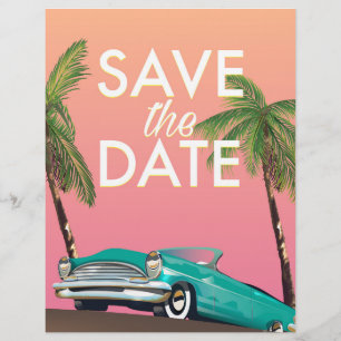 Save the Date Vintage convertible Car Custom Letterhead