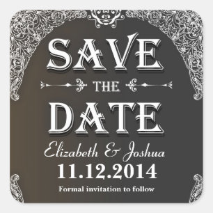 save the date vintage damask stickers