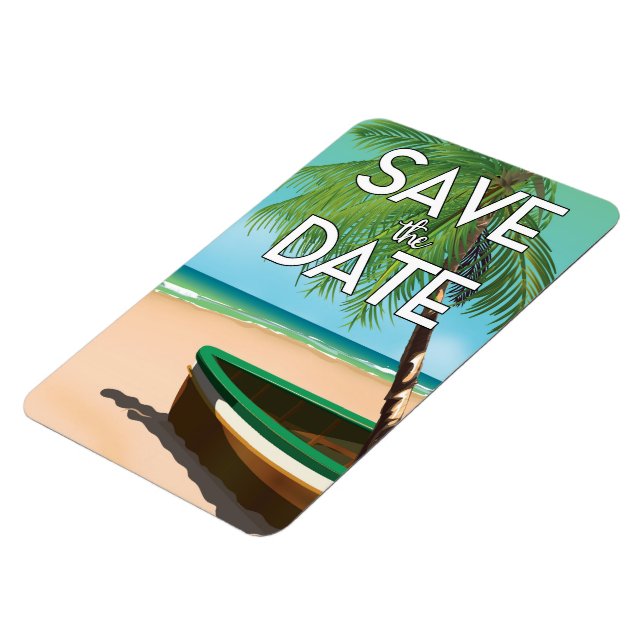 Save the Date vintage fishing boat Magnet (Left Side)
