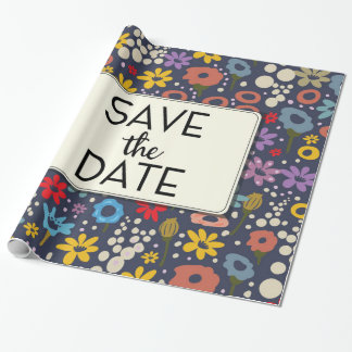 Save the Date Vintage Floral pattern Wrapping Paper
