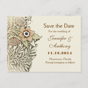 save the date vintage flowers cards post card