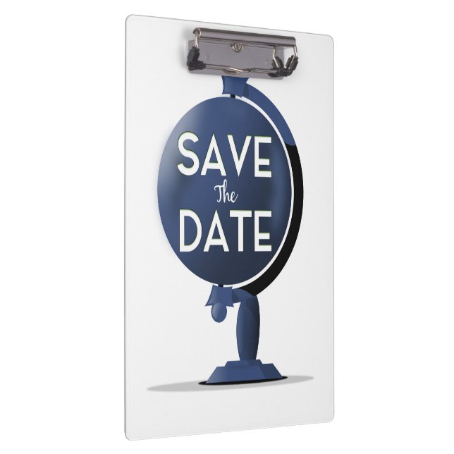 Save The Date Vintage Globe Clipboard (Right)