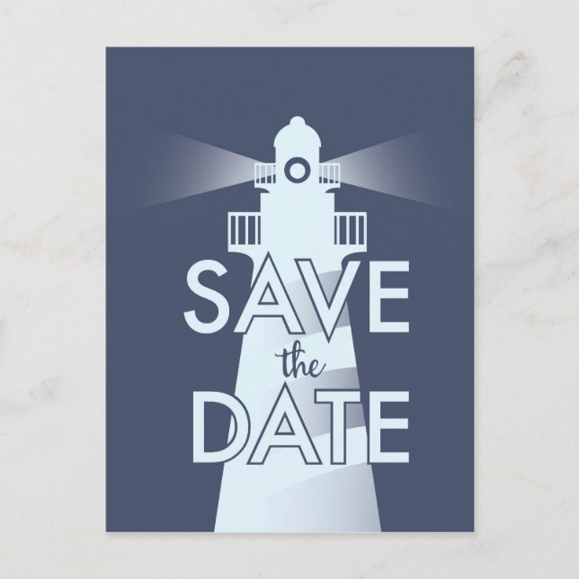 Save The Date Vintage Lighthouse Postcard (Front)