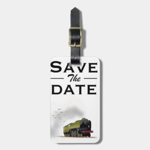 Save the Date vintage Locomotive invitation Luggage Tag