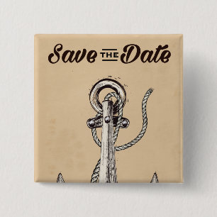 Save the Date vintage Nautical Anchor 15 Cm Square Badge