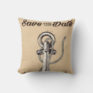 Save the Date vintage Nautical Anchor Cushion