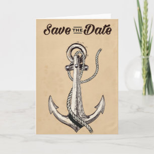 Save the Date vintage Nautical Anchor Holiday Card