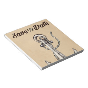 Save the Date vintage Nautical Anchor Notepad