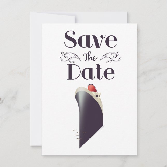 Save the Date Vintage Nautical invite (Back)