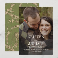 Save the Date. Vintage Pattern Wedding Photo Card