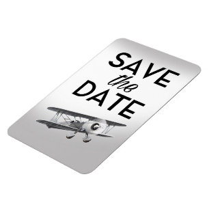 Save the Date Vintage Plane Magnet