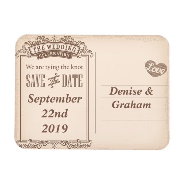 Save the Date Vintage Postcard Magnet (Horizontal)